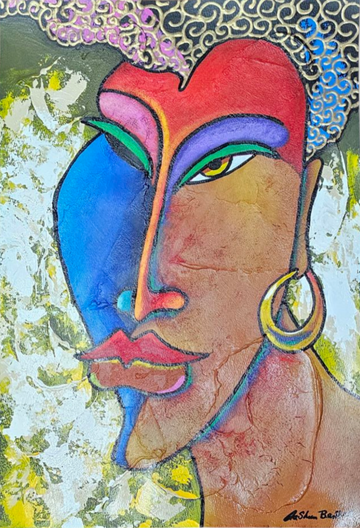 La Mask #244 Acrylic Paint on Paper Art Original