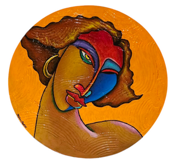 La Mask #240 Hand Painted Original Decorative Bamboo Charger