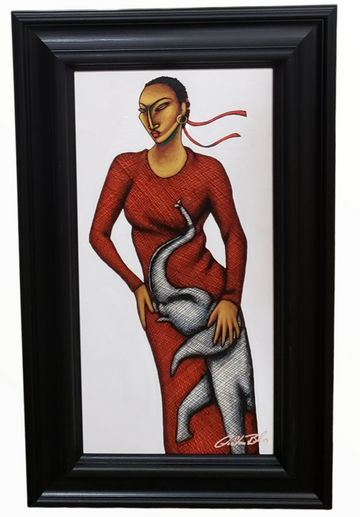 Elegance In Red Framed Original Art