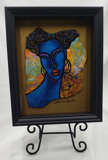 Indigo Blue #13 Clay Art Framed Original