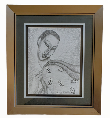 Juba Original Art Drawing Framed