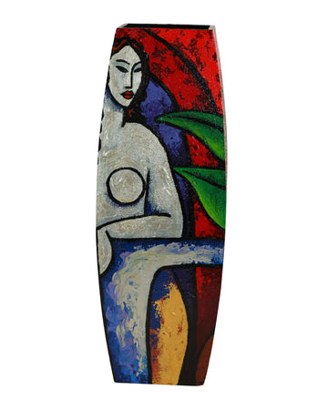 Hand Painted Wooden Vase #4