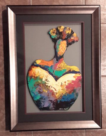 She #117 Acrylic Paint on Wood Art Original Framed