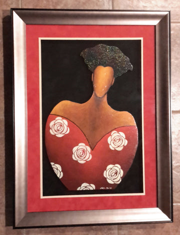 She #124 Acrylic Paint on Wood Art Original Framed
