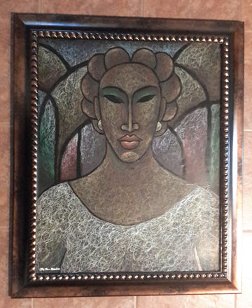 She #174 Original Oil Pastels On Paper Framed