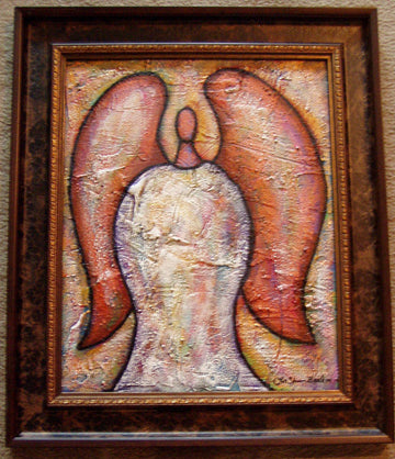 Angel #7 Acrylic Paint on Board Art Original Framed