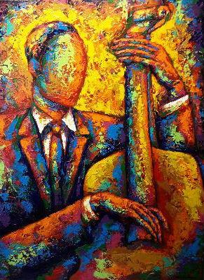 Bass Player #3 Acrylic Paint on Canvas Art Original - LaShunBeal.com
