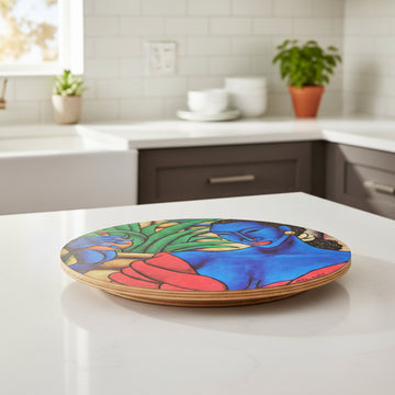 Indigo Mood #2 Decorative Bamboo Lazy Susan