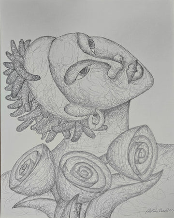 Her Flowers #25 Original Art Drawing