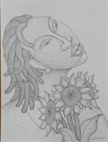 Her Flowers #27 Original Art Drawing