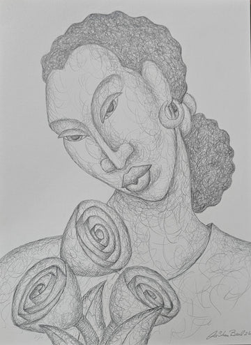 Her Flowers #26 Original Art Drawing