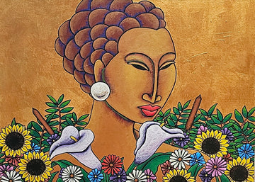 Her Flowers Acrylic Paint on Canvas Art Original