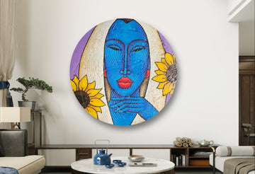 Her Flowers #10 Hand Painted Original Decorative Bamboo Charger
