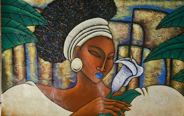 Ebony Flower #2 Acrylic Paint on Paper Art Original