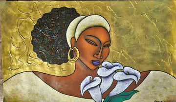 Ebony Flower #3 Acrylic Paint on Paper Art Original