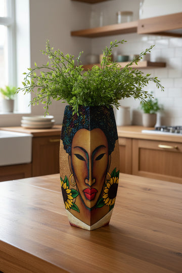 Hand Painted Wooden Vase #10
