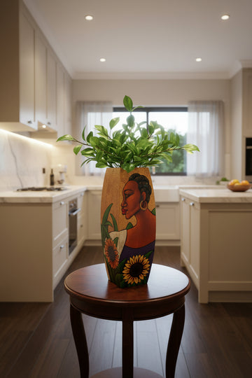 Hand Painted Wooden Vase #7