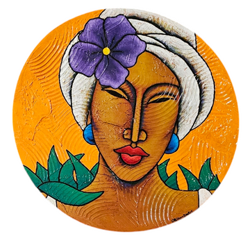 Her Flower #6 Hand Painted Original Decorative Bamboo Charger