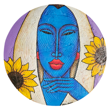 Her Flowers #10 Hand Painted Original Decorative Bamboo Charger