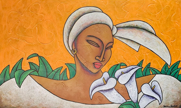 Her Flowers #17 Acrylic Paint on Paper Art Original