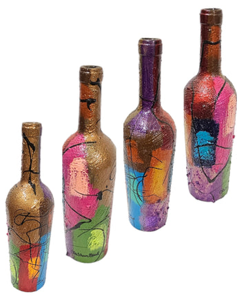 Wine Bottle #1 Hand Painted Vase