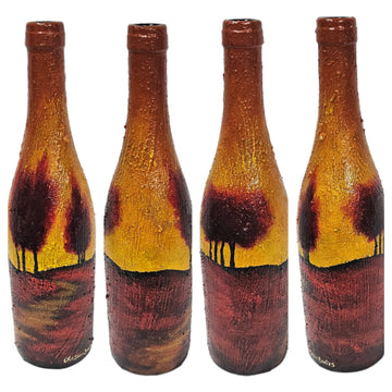 Wine Bottle #6 Hand Painted Vase