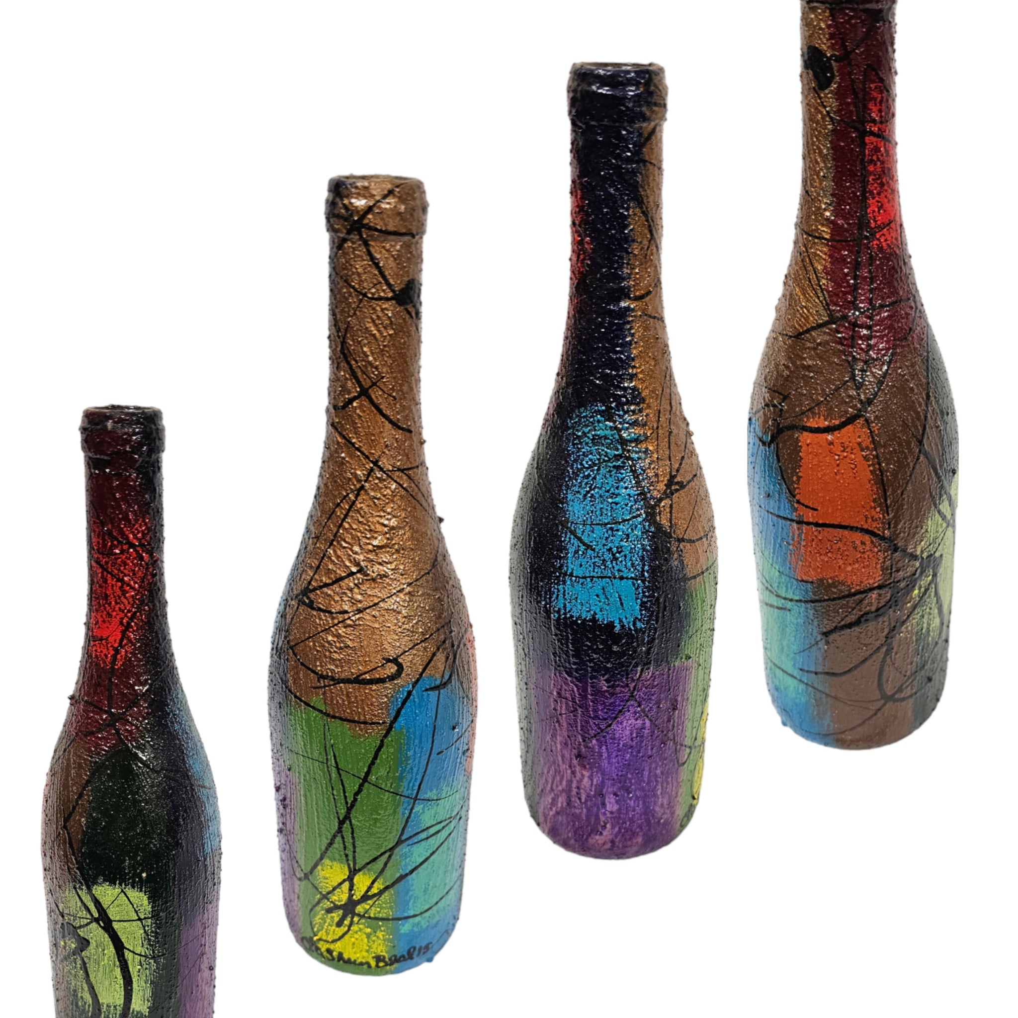 Wine Bottle #3 Hand Painted Vase