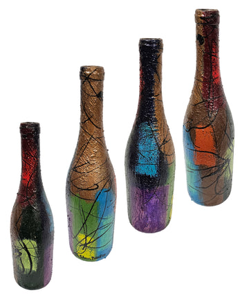 Wine Bottle #3 Hand Painted Vase
