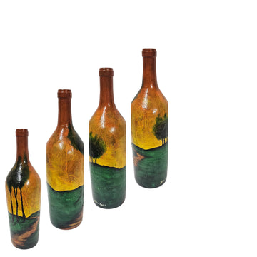 Wine Bottle #7 Hand Painted Vase