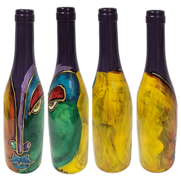 Wine Bottle #4 Hand Painted Vase