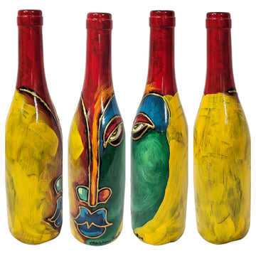 Wine Bottle #5 Hand Painted Vase