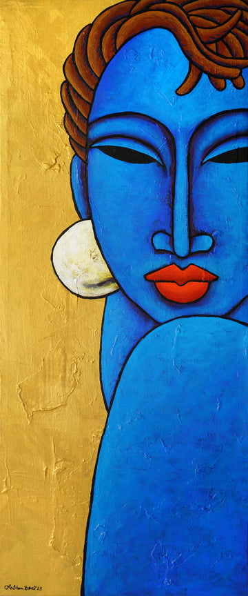 Indigo With Locs Giclee on Canvas