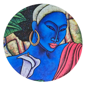 Indigo Mood Decorative Bamboo Lazy Susan