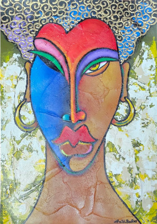 La Mask #243 Acrylic Paint on Paper Art Original