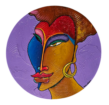 La Mask #241  Hand Painted Original Decorative Bamboo Charger