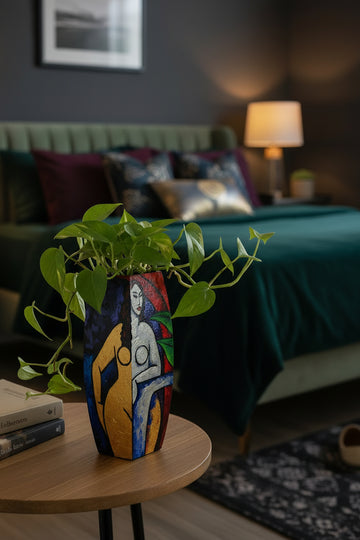 Hand Painted Wooden Vase #4