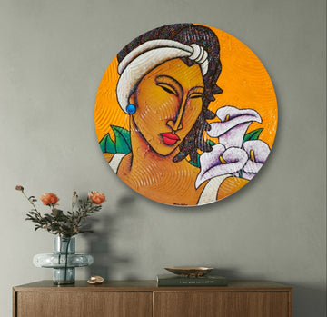 Her Flowers #8 Hand Painted Original Decorative Bamboo Charger
