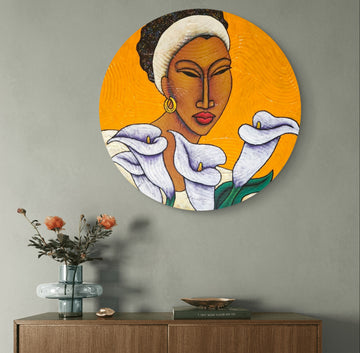 Her Flowers #11 Hand Painted Original Decorative Bamboo Charger