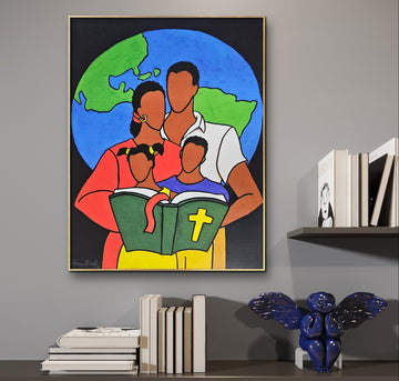 Family In The Word Acrylic Paint On Canvas Art Original