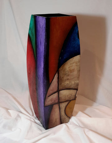 Hand Painted Wooden Vase #11