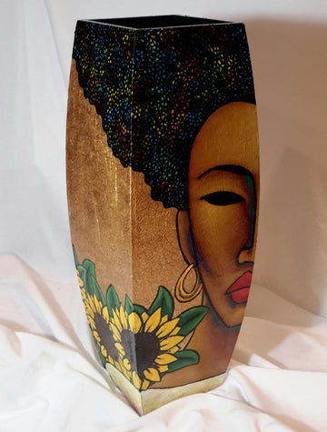 Hand Painted Wooden Vase #10