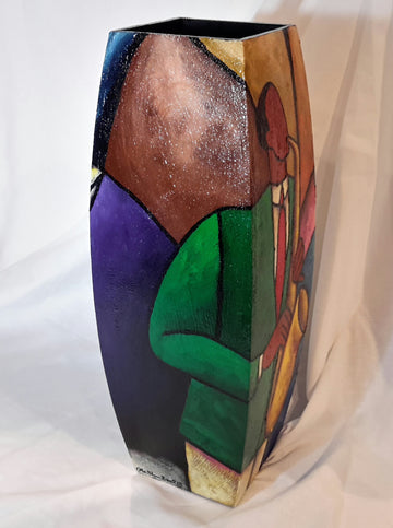 Hand Painted Wooden Vase #18