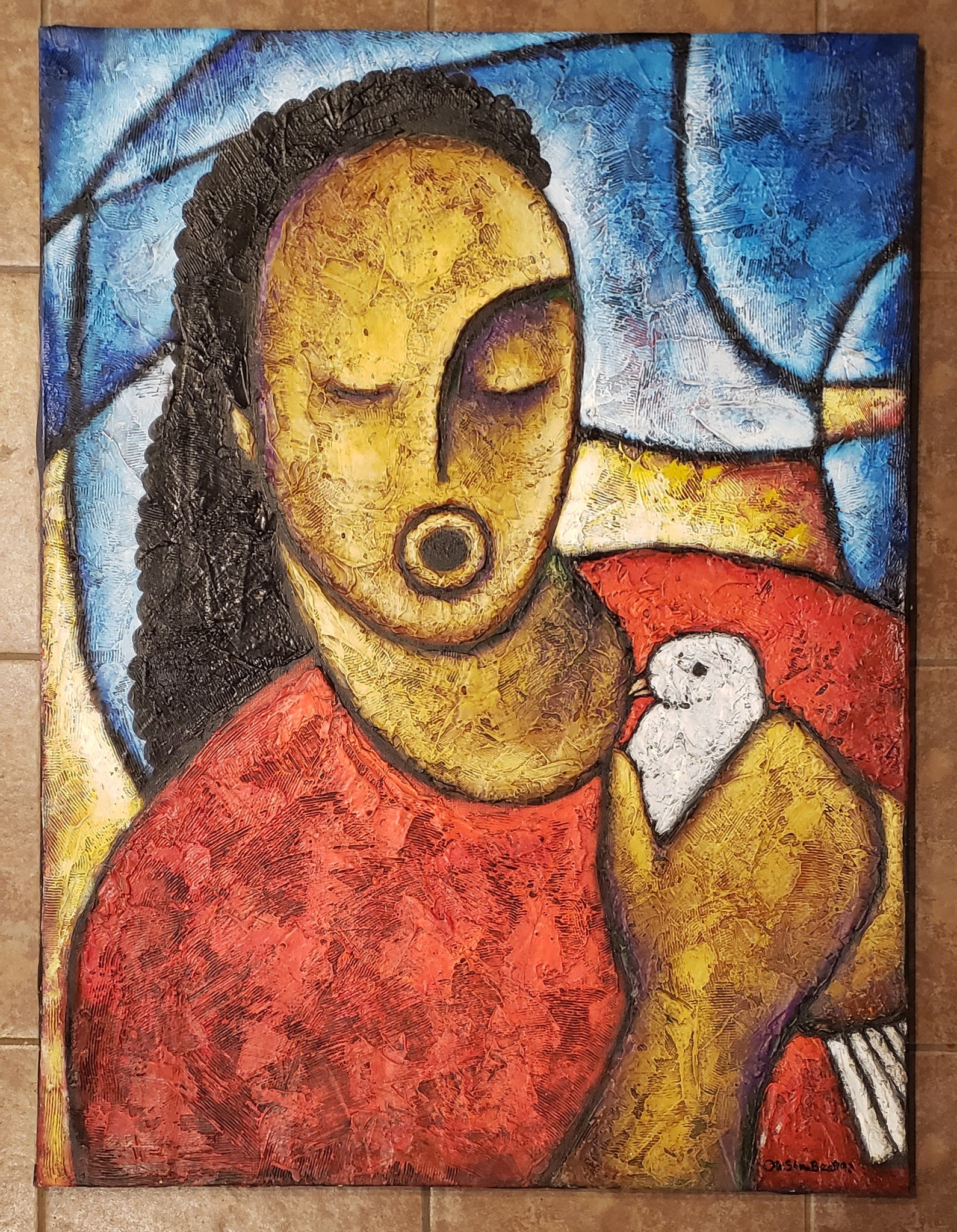 Bird Song #3 Acrylic Paint on Canvas Art Original