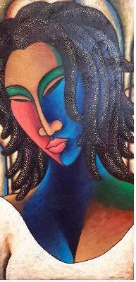 Colored Girl #17 Acrylic Paint on Canvas Original