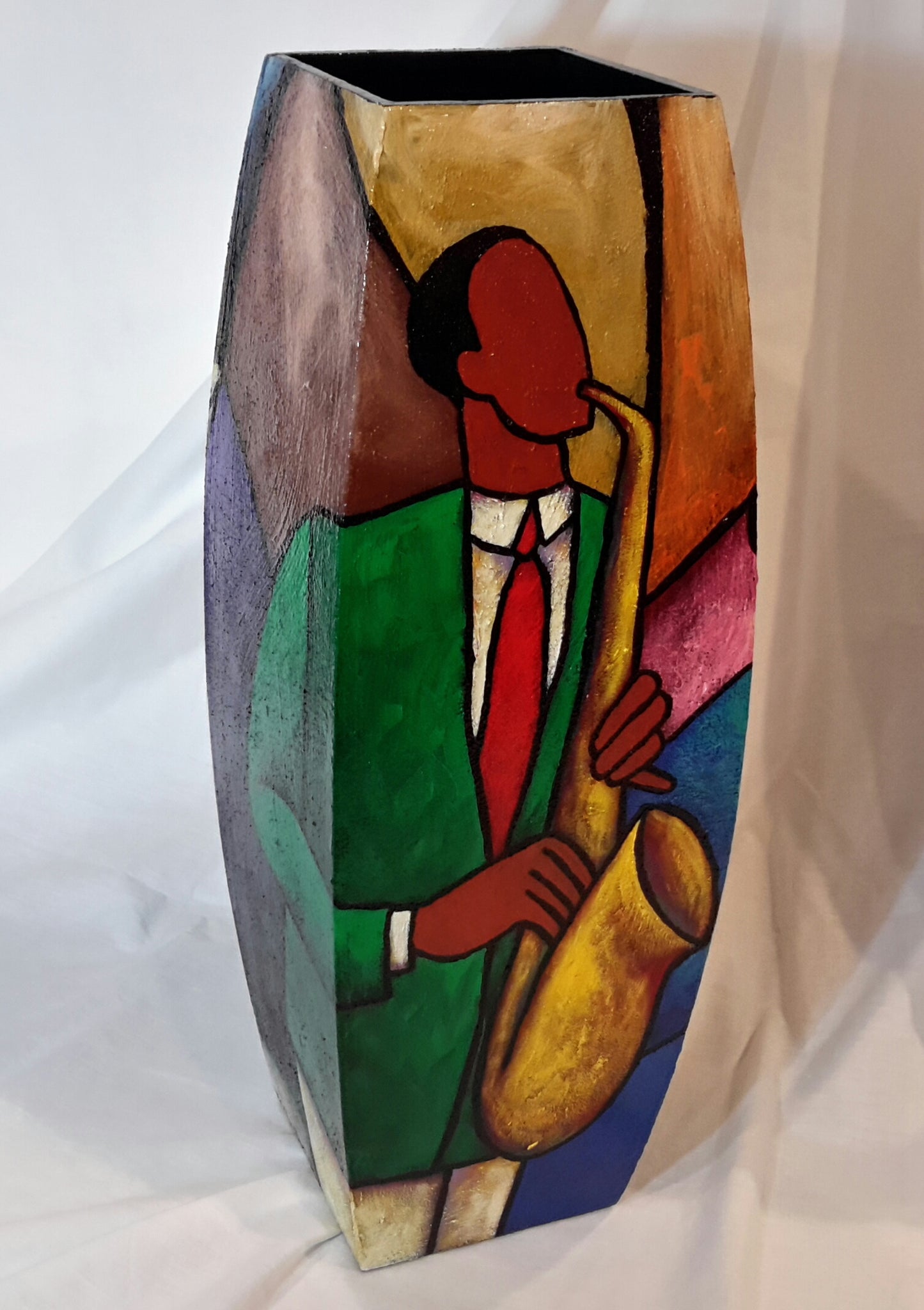 Hand Painted Wooden Vase #18