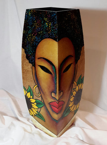 Hand Painted Wooden Vase #10