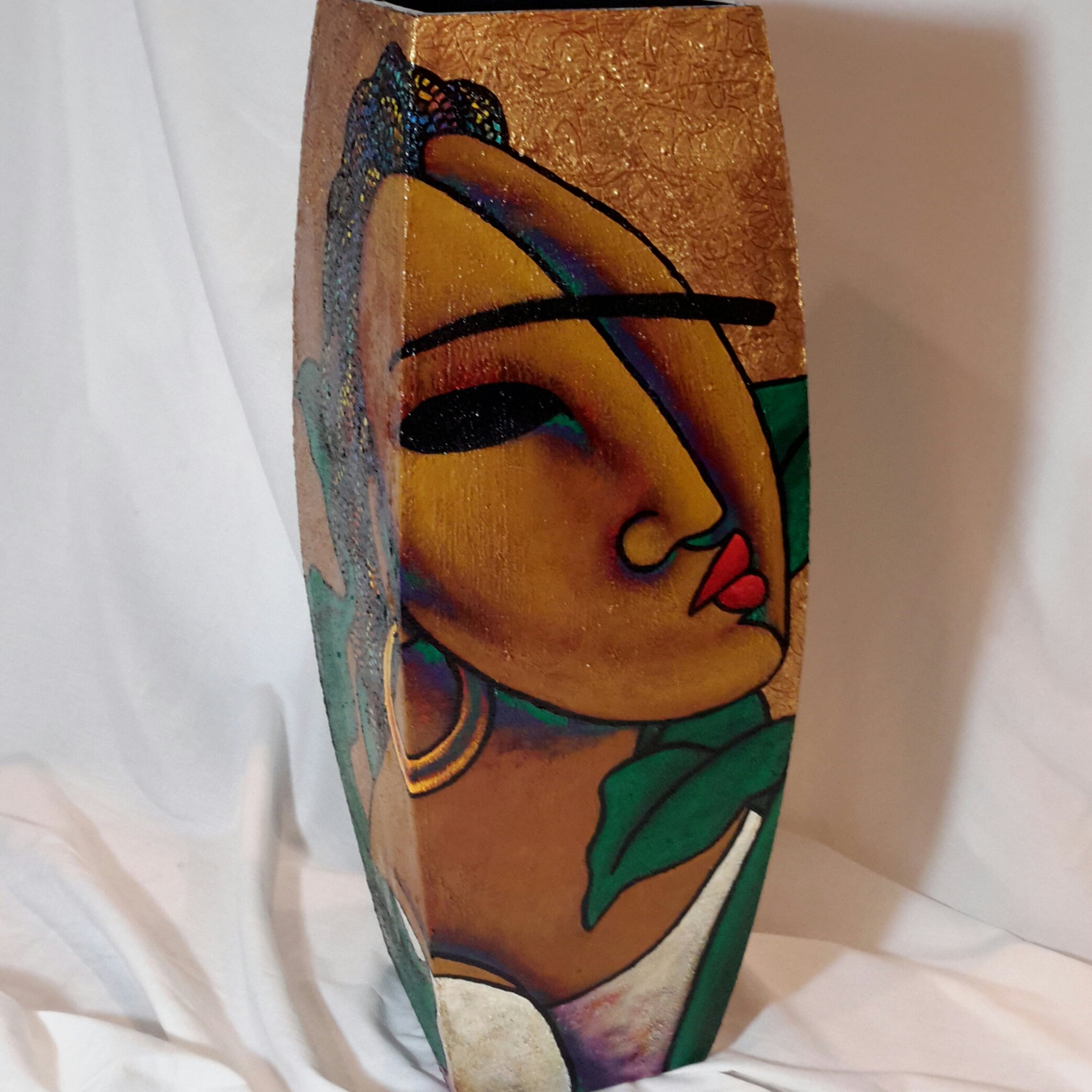 Hand Painted Wooden Vase #9