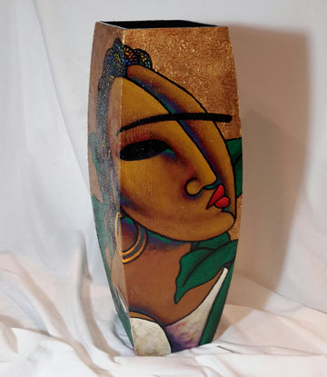 Hand Painted Wooden Vase #9