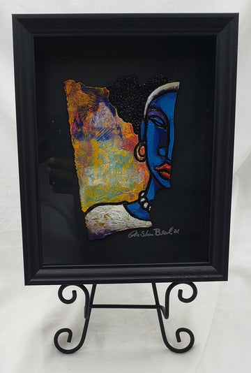 Indigo Blue #12 Clay Art Framed Original