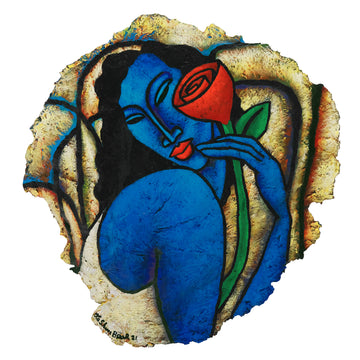 Indigo With Flower #5 | Lithograph Print